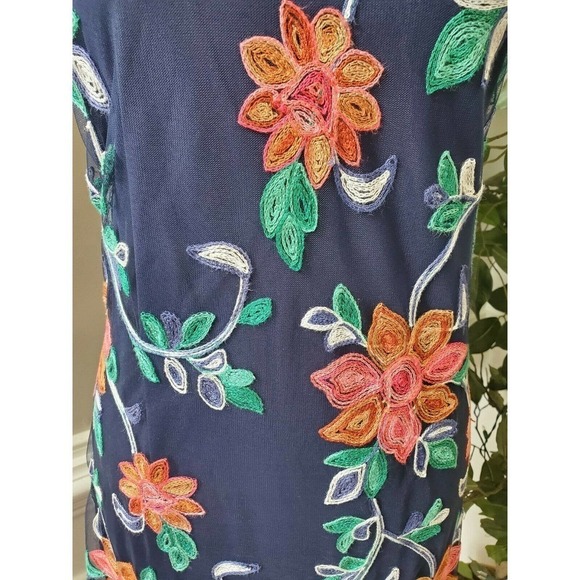 Signature Blue Floral 100% Nylon Casual Dress - Picture 3 of 11